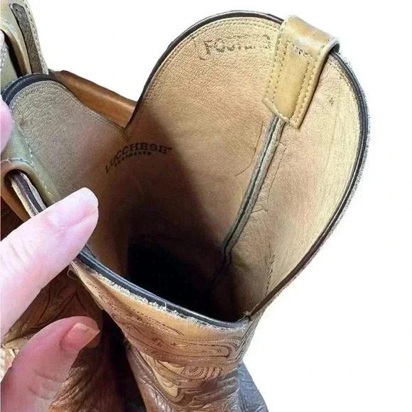 Lucchese Smooth Ostrich Brown 9 1/2 D Square Toe - Picture 9 of 12